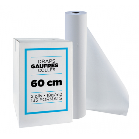 Draps d'examen gaufrés collés - 60 cm Draps d'examen gaufrés collés - 60 cm