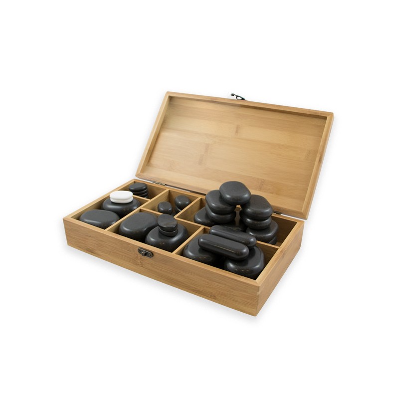 Coffret Pierres chaudes pour massage 45 pierres