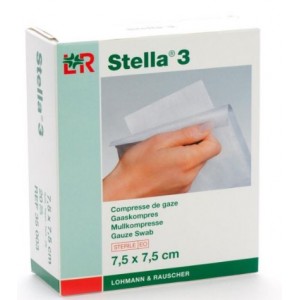 Steriel gaaskompres 7,5x7,5cm 20 stuks Lohmann & Rauscher Stella 3 (35003)